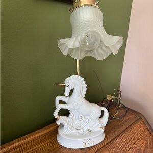 Charming White Unicorn Lamp with Gold Accents